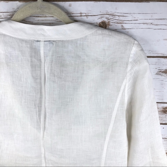 Worth linen bow tie neckline 3/4 sleeve button up - Picture 7 of 8